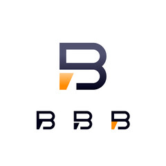 Logo Letter B, digital cyber space alphabet font