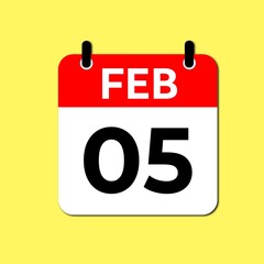 February 5 Day Calendar Vector Icon Perfect for planner, reminder, time management, schedule, office, business, and monthly event start design template