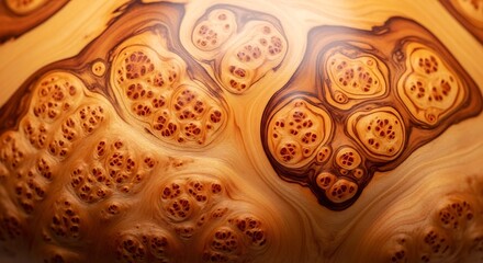 Close-up of a Wooden Burl with Unique Patterns and Textures.