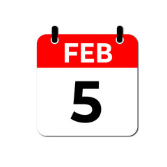 February 5 Day Calendar Vector Icon Perfect for planner, reminder, time management, schedule, office, business, and monthly event start design template