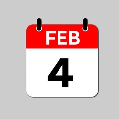 February 4 Day Calendar Vector Icon Perfect for planner, reminder, time management, schedule, office, business, and monthly event start design template