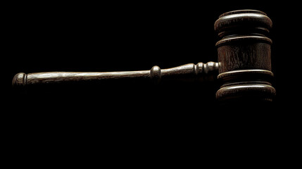 striking image of wooden gavel resting on dark surface, symbolizing justice and authority in legal matters. craftsmanship of gavel highlights its significance in court proceedings