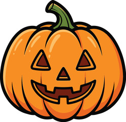 Cheerful Halloween pumpkin cartoon character ready for autumn fun