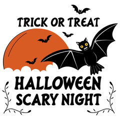 Spooky Bat Halloween Night, Trick Or Treat Halloween Scary Night Shirt, trick or treat shirt, Scary Halloween T-Shirt, Spooky Shirt, Scary Night Tee