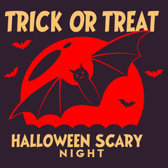 Spooky Bat Halloween Night, Trick Or Treat Halloween Scary Night Shirt, trick or treat shirt, Scary Halloween T-Shirt, Spooky Shirt, Scary Night Tee