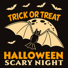 Spooky Bat Halloween Night, Trick Or Treat Halloween Scary Night Shirt, trick or treat shirt, Scary Halloween T-Shirt, Spooky Shirt, Scary Night Tee