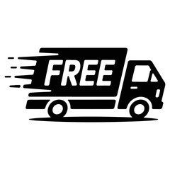 A fast delivery truck with free service text
