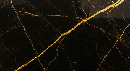 Luxurious Black Marble Texture with Golden Veins and Glittering Specks – Elegant Dark Surface Background Pattern