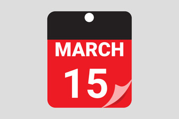 15 March calendar date vector illustration for business planner and deadline reminder design 2026