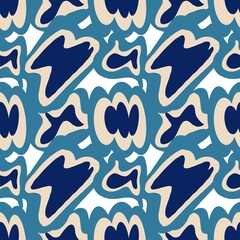 Modern Abstract Blue Camouflage Seamless Pattern