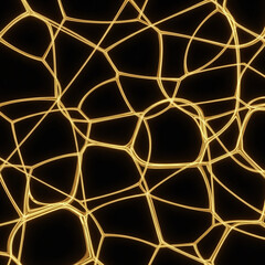 Glowing Golden Network Pattern. Abstract luminous lines creating an intricate, interconnected web. Dynamic background for technology, science, and cellular concepts.