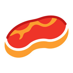 Stylized illustration of a piece of meat with fat marbling isolated on white background