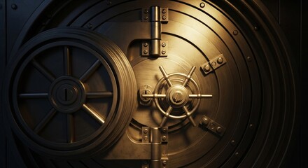 The imposing circular vault door stands as a symbol of ultimate security and impenetrable protection for valuable assets