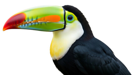 Fototapeta premium Close up of a vibrant toucan bird with a large colorful beak.
