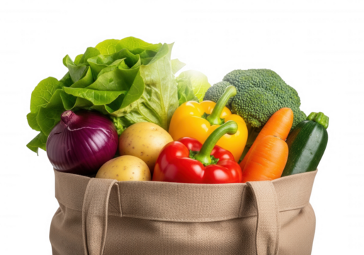 Fresh Produce Bag Assortment isolated on a transparent background