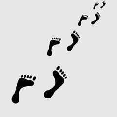 Foot prints on a white background