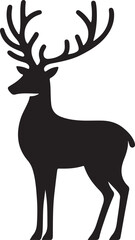 Silhouette of a majestic stag with large branching antlers against a white background