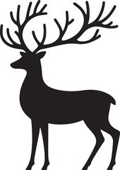 Silhouette of a majestic stag with large branching antlers against a white background