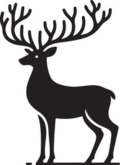 Silhouette of a majestic stag with large branching antlers against a white background