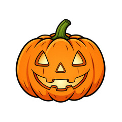 Halloween Pumpkin Lantern, Jack-o'-Lantern with Evil Smile Sticker Isolated on Transparent Background. 