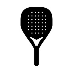 Solid black silhouette of a modern padel racket, perfect for apps, signage, or sports graphics