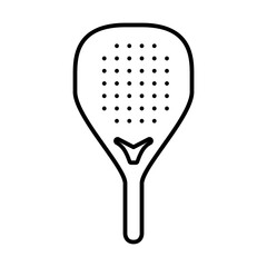 Padel tennis racket line art icon. Sport paddle bat outline isolated on white background