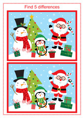find the differences christmas worksheet design