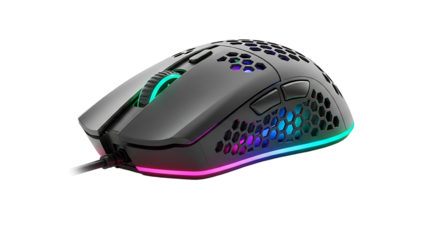 Gaming Mouse with RGB Lighting and Ergonomic Design.