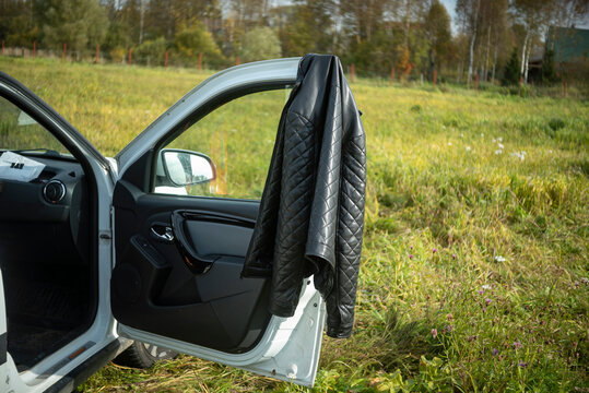 jacket  on  car door