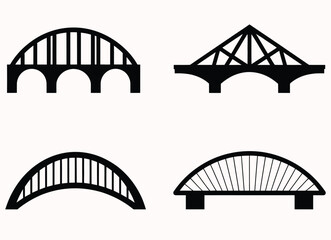 Black and White Architectural Illustrations of Various Bridge Designs Collection