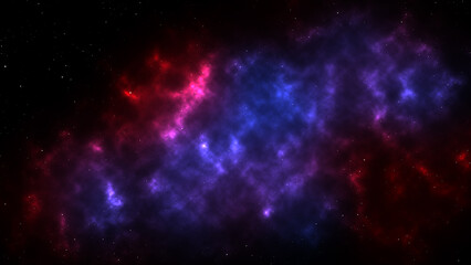 Vibrant cosmic nebula with colorful glowing clouds in deep outer space background