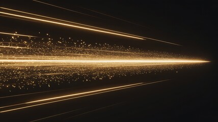 Abstract Golden Particles Streaking Through Dark Space Creating Motion Blur Effect, ai-generated