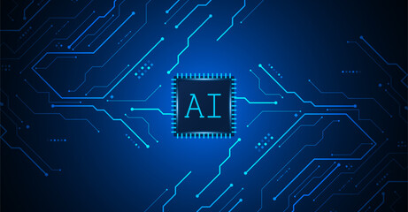 Artificial Intelligence ,AI chipset on circuit board, futuristic Technology Concept	
