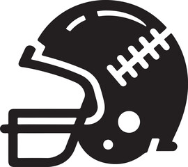 Stylized black silhouette of an american football helmet with face mask