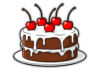 Delicious Chocolate Cake Decorating with Fresh Cherries and White Icing for Celebrations