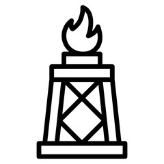 Gas Flare Tower  Icon Element For Design