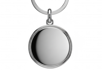 Polished silver circle pendant isolated on a transparent background