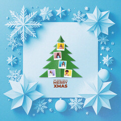 Christmas Paper Craft Title Animation Square | Holiday E-Card with Photo Placeholders