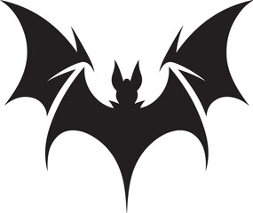 A stark black silhouette of a bat with its wings spread wide, creating a dramatic and iconic shape.