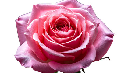 Beautiful Pink Rose Blossom Isolated on White Background.