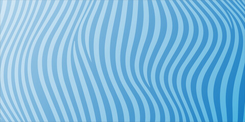 Light and dark blue wavy striped pattern background with curved lines.