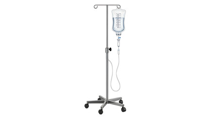 IV Drip Stand with Bag of Fluid for Medical Treatment.