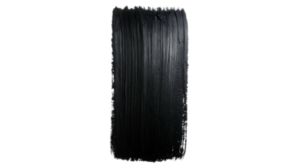 Black acrylic paint brush stroke on a white background.