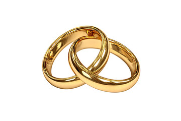 Two golden wedding rings intertwined
