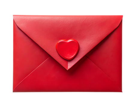 Red envelope with heart shaped seal for special occasion celebration on transparent background