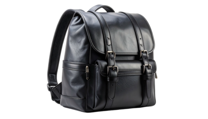 Black Leather Backpack for Men and Women.