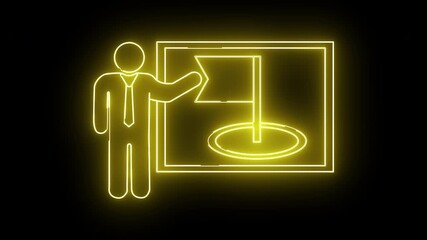 icon of person presenting on board and icon of golf flag - Powered by Adobe