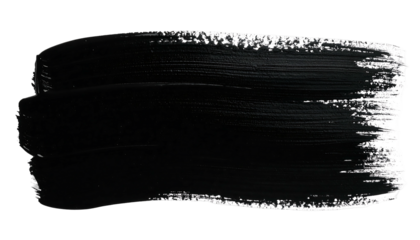 Black paint brush stroke on white background.