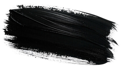 Black Paint Brush Stroke Texture Isolated on White Background.