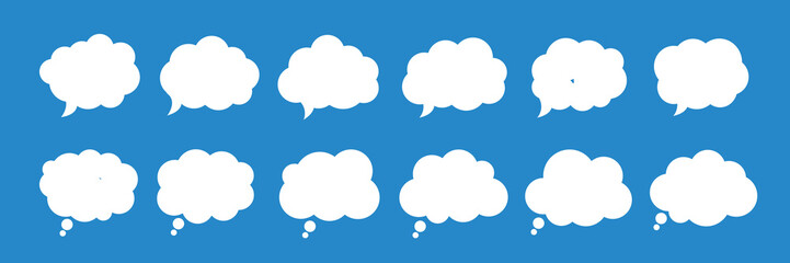 Thought speech bubbles icon. Thinking cloud talk message signs. Hand drawn comic speech for apps and websites vector illustration design